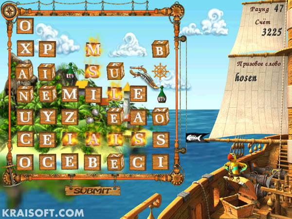 Find hidden treasures of ABC on pirates's island in addicting word game.