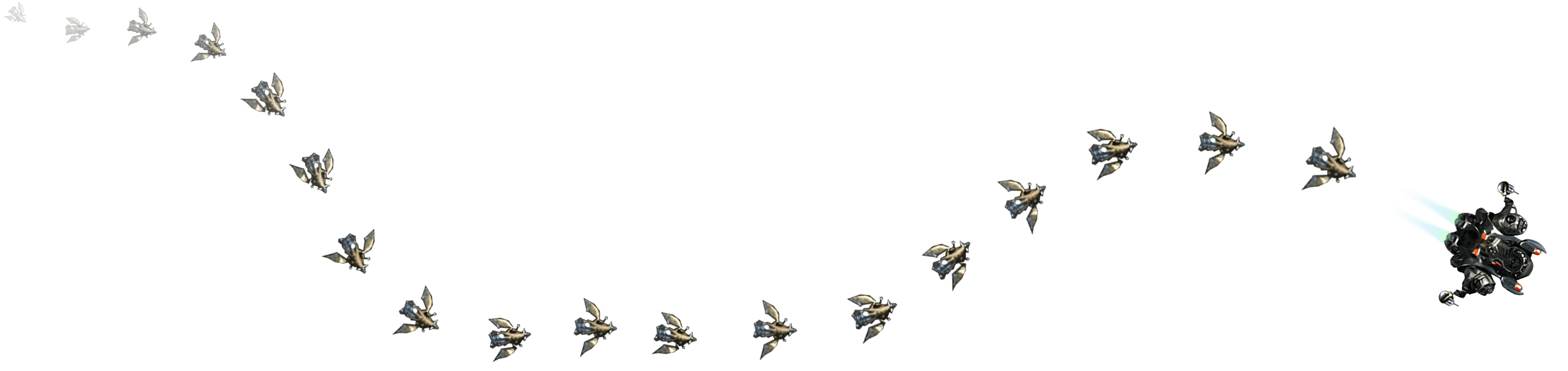 A bunch of enemies from the Alien Sky game